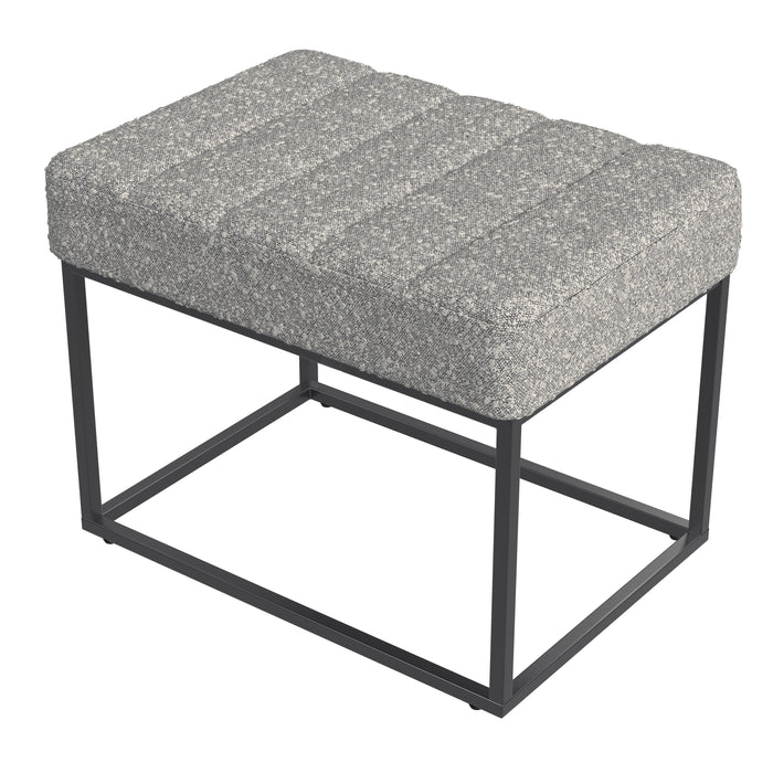HomePop Theodore Small Ottoman -Cream Boucle with Gray Yarns