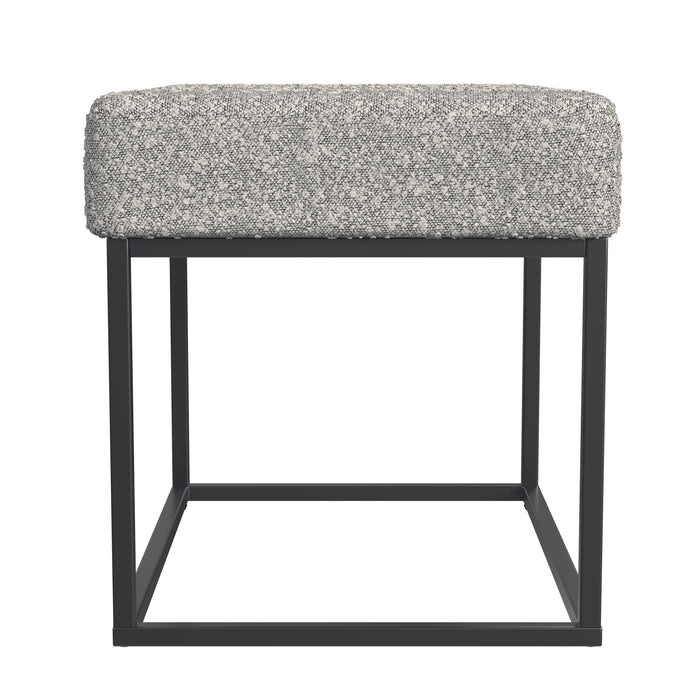 HomePop Theodore Small Ottoman -Cream Boucle with Gray Yarns