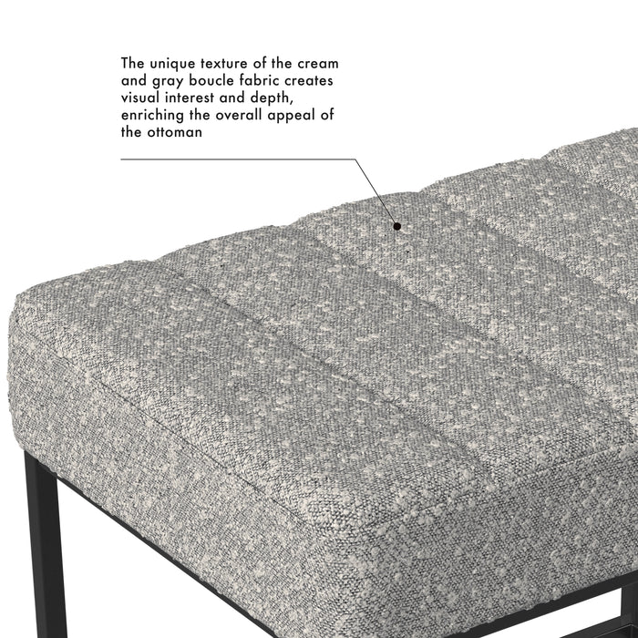 HomePop Theodore Small Ottoman -Cream Boucle with Gray Yarns