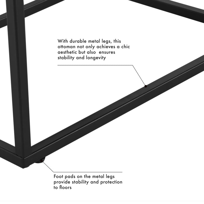 HomePop Theodore Small Ottoman -Cream Boucle with Gray Yarns