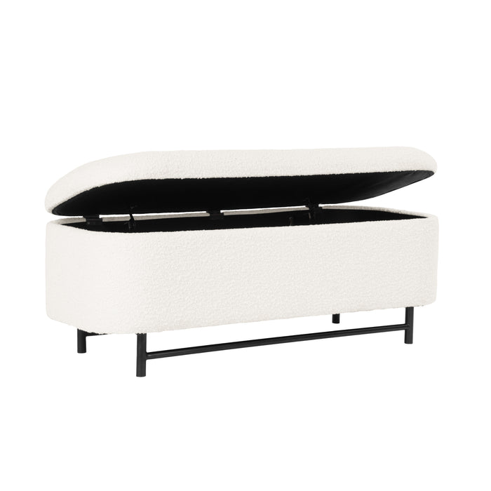 HomePop Ellipse Storage Bench - Cream Boucle