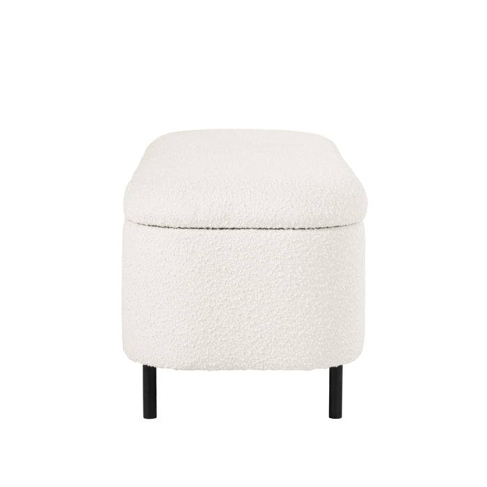 HomePop Ellipse Storage Bench - Cream Boucle