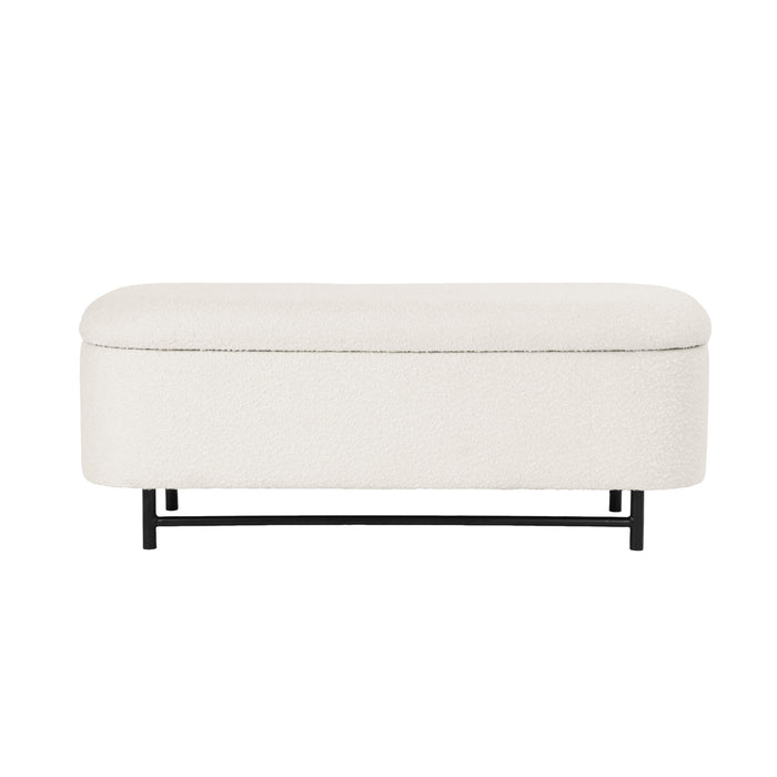 HomePop Ellipse Storage Bench - Cream Boucle