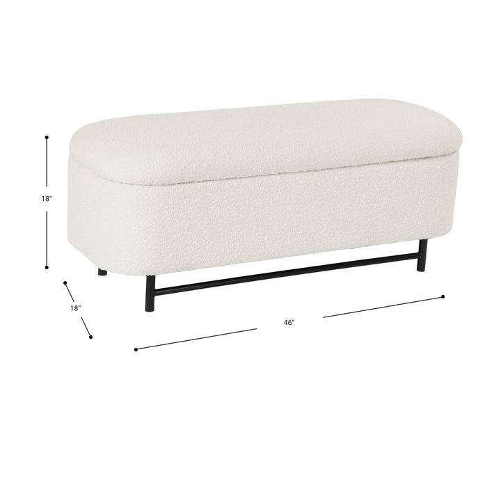 HomePop Ellipse Storage Bench - Cream Boucle