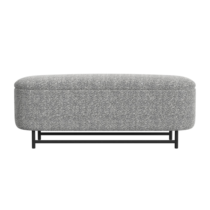 HomePop Ellipse Storage Bench with Metal Legs - Cream Boucle with Gray Yarns