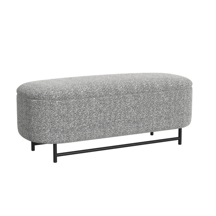 HomePop Ellipse Storage Bench with Metal Legs - Cream Boucle with Gray Yarns