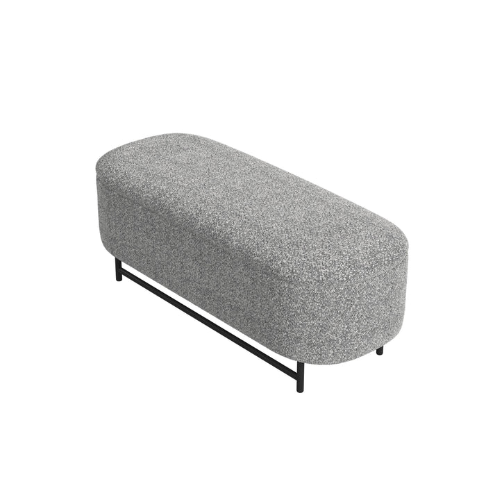 HomePop Ellipse Storage Bench with Metal Legs - Cream Boucle with Gray Yarns