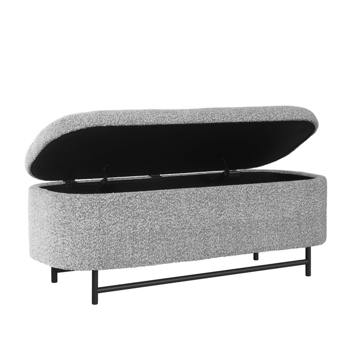 HomePop Ellipse Storage Bench with Metal Legs - Cream Boucle with Gray Yarns