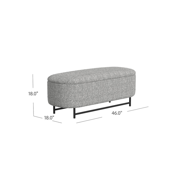 HomePop Ellipse Storage Bench with Metal Legs - Cream Boucle with Gray Yarns