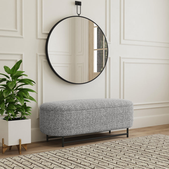 HomePop Ellipse Storage Bench with Metal Legs - Cream Boucle with Gray Yarns