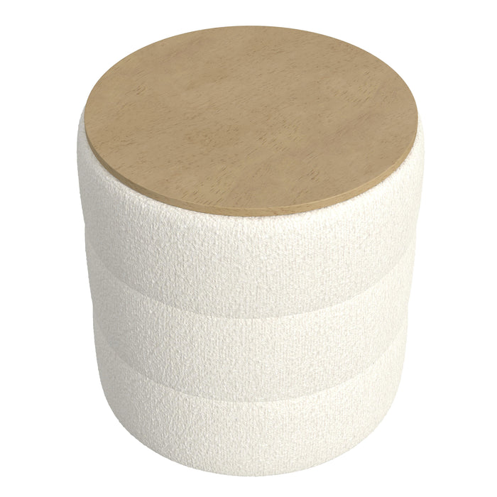 HomePop Channeled  Storage Ottoman with Tray Top - Cream Boucle