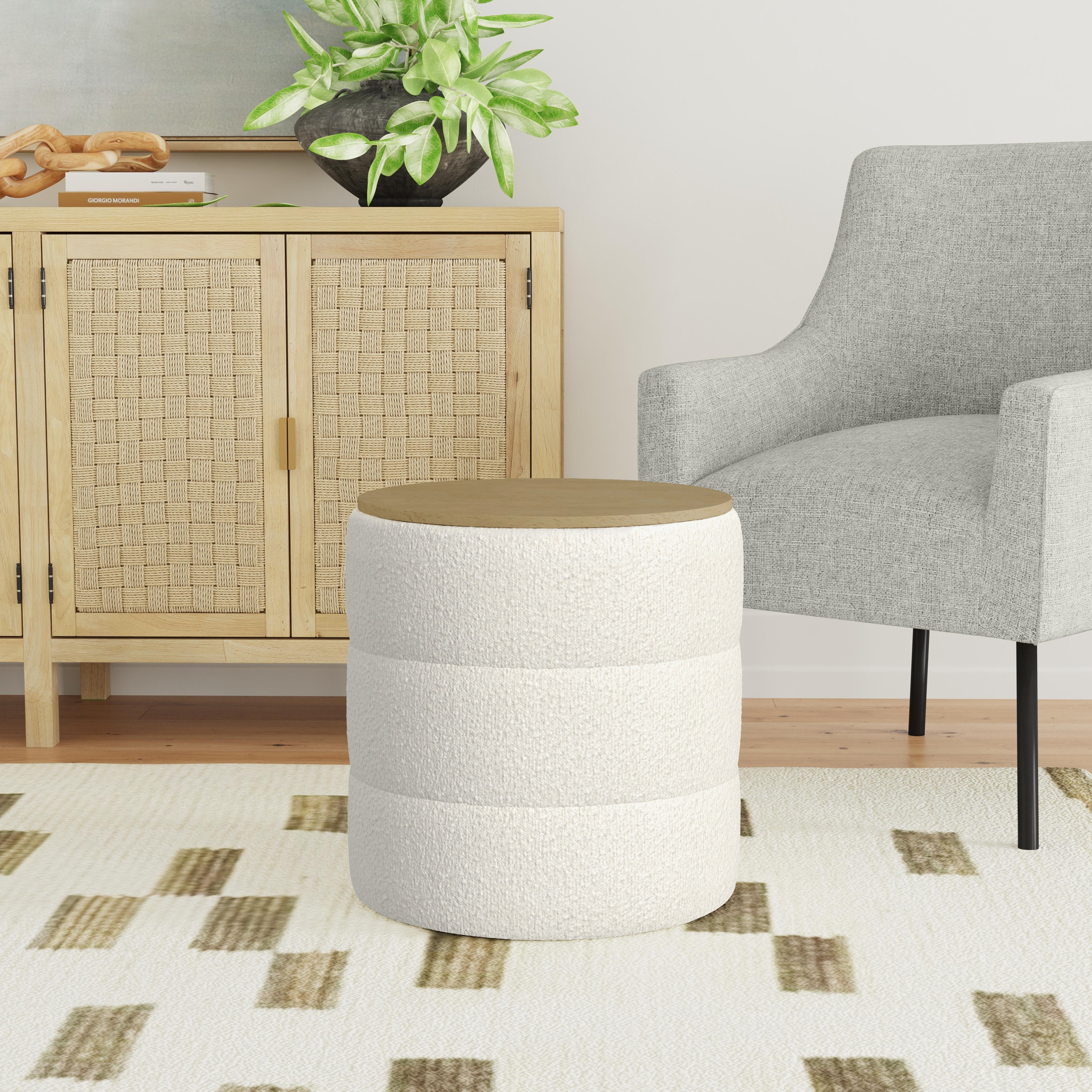 HomePop Channeled Storage Ottoman with Tray Top - Cream HomePop Channeled Storage Ottoman with Tray Top - Cream