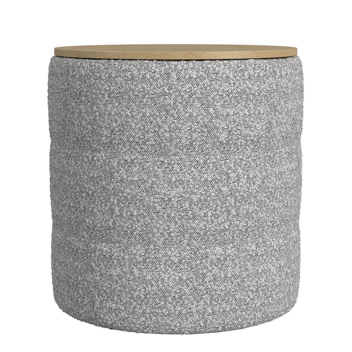 HomePop Channeled  Storage Ottoman with Tray Top - Cream Boucle with Gray Yarns