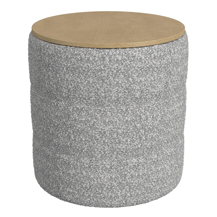 HomePop Channeled  Storage Ottoman with Tray Top - Cream Boucle with Gray Yarns