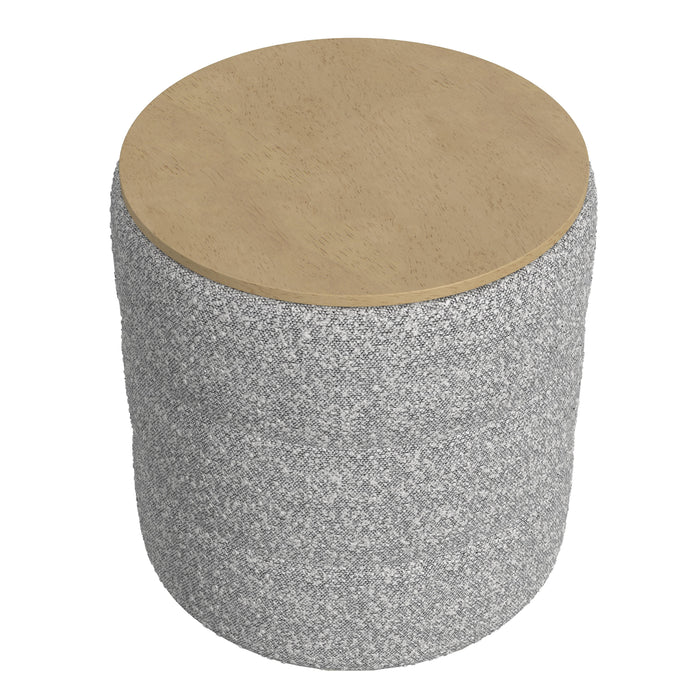 HomePop Channeled  Storage Ottoman with Tray Top - Cream Boucle with Gray Yarns