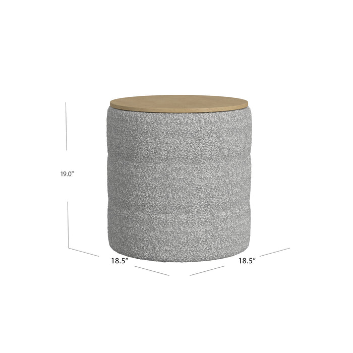 HomePop Channeled  Storage Ottoman with Tray Top - Cream Boucle with Gray Yarns