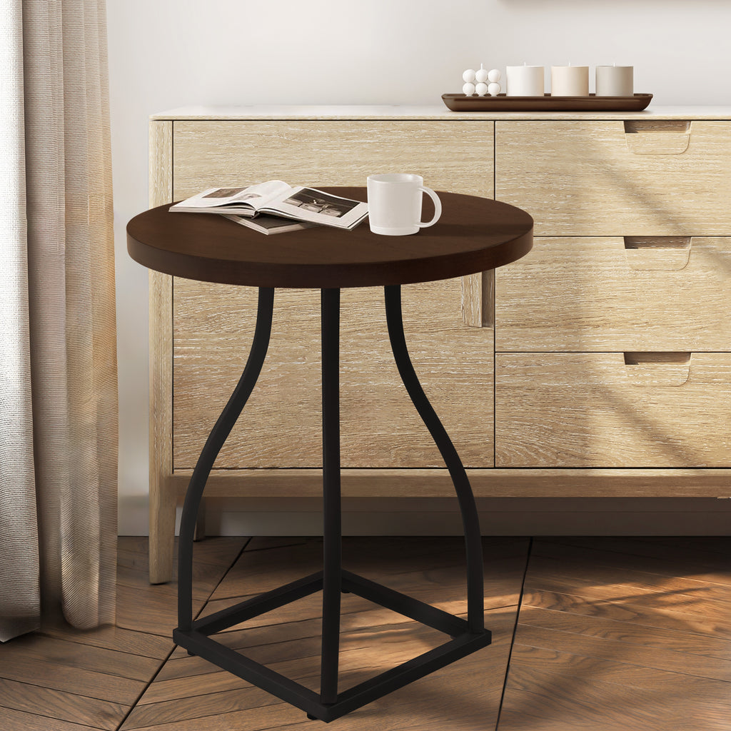 HomePop Lindsay metal base Accent Table - Brown — HomePop HomePop Lindsay metal base Accent Table - Brown — HomePop