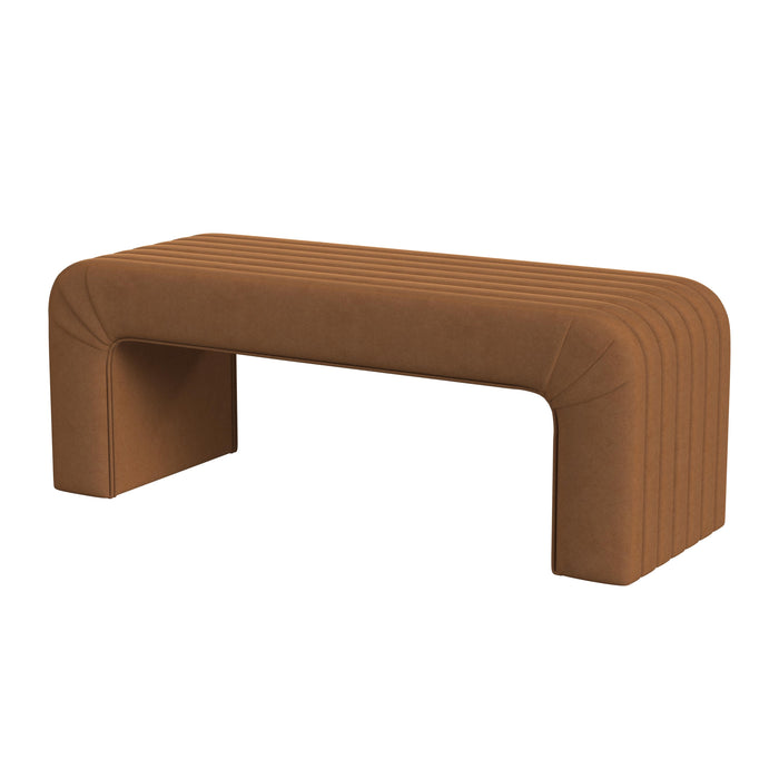 HomePop Arch Channel Bench - Rust Velvet