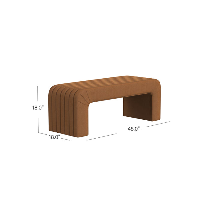 HomePop Arch Channel Bench - Rust Velvet