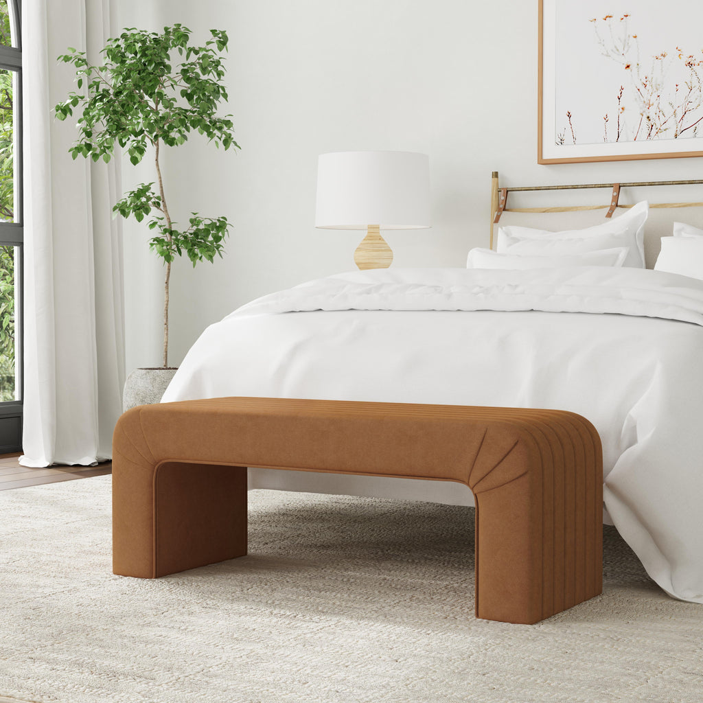 HomePop Arch Channel Bench - Rust Velvet — HomePop Furniture