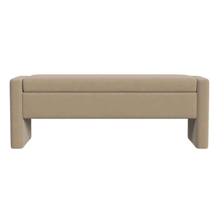 HomePop Copenhagen Modern Storage Bench - Tan Velvet