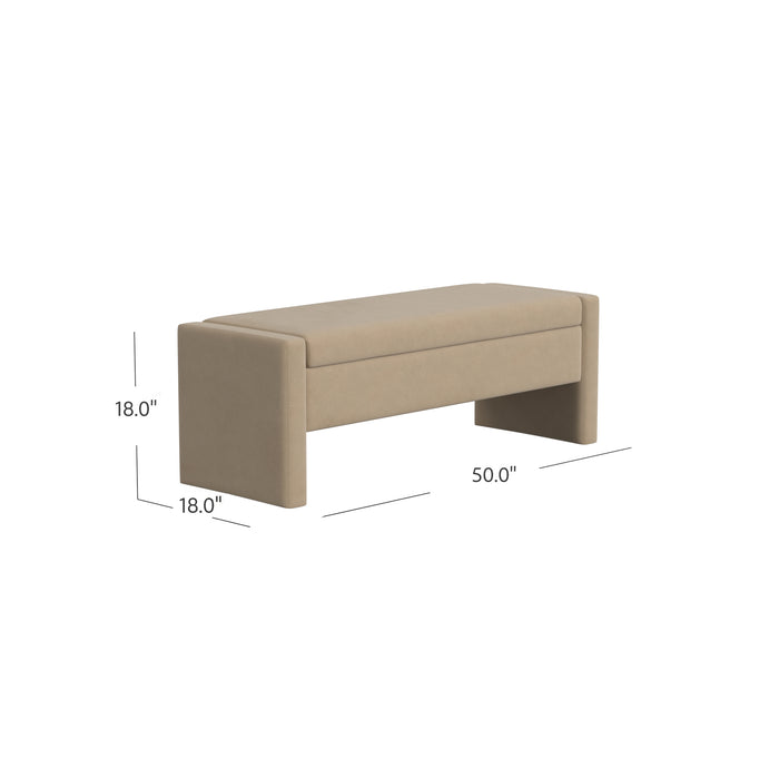 HomePop Copenhagen Modern Storage Bench - Tan Velvet