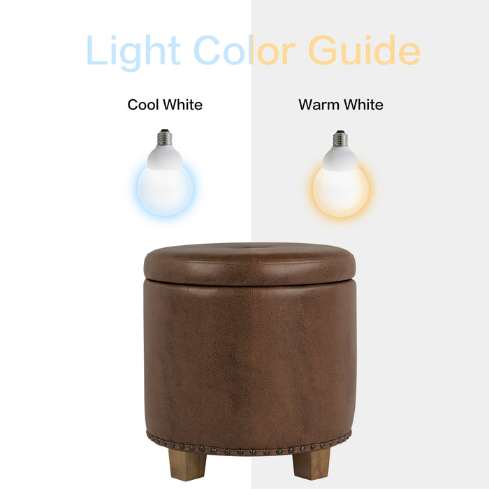 HomePop Luxury Small Faux Leather Storage Ottoman - Brown Faux Leather