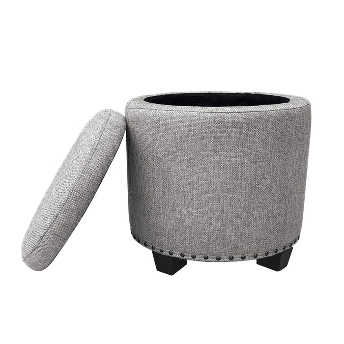 HomePop Storage Ottoman with Nailheads - Grey Woven