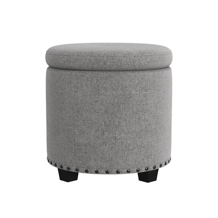 HomePop Storage Ottoman with Nailheads - Grey Woven