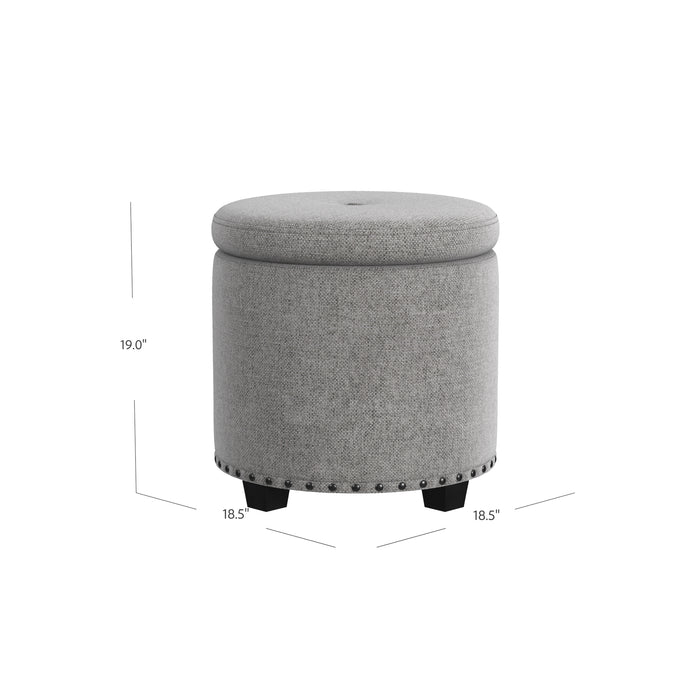 HomePop Storage Ottoman with Nailheads - Grey Woven