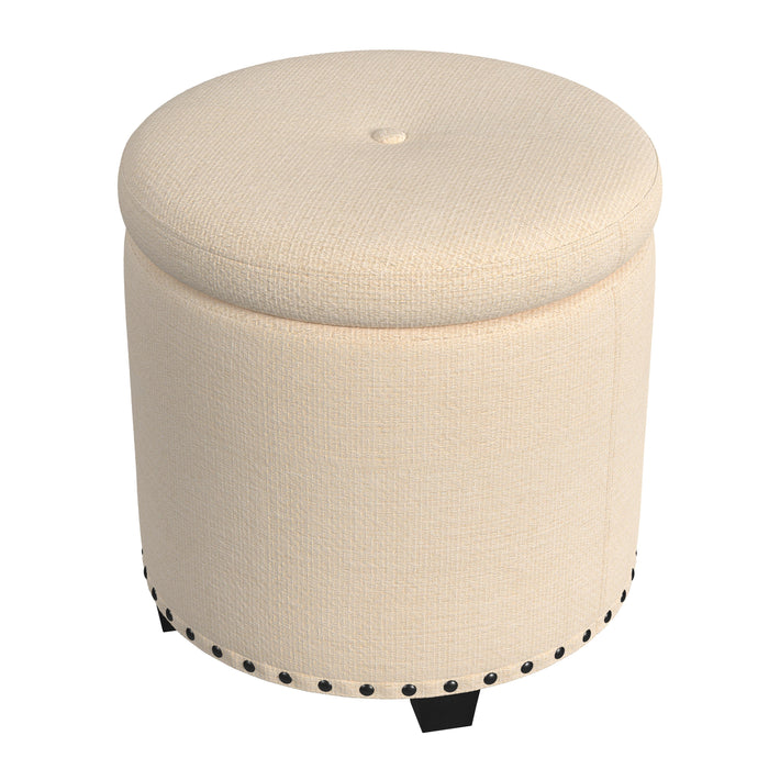 HomePop Storage Ottoman with Nailheads - Cream Woven