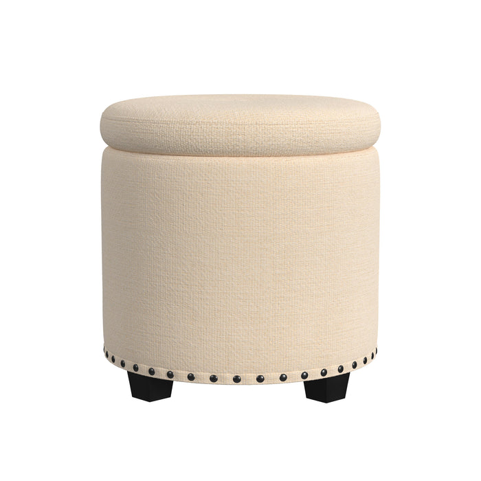 HomePop Storage Ottoman with Nailheads - Cream Woven