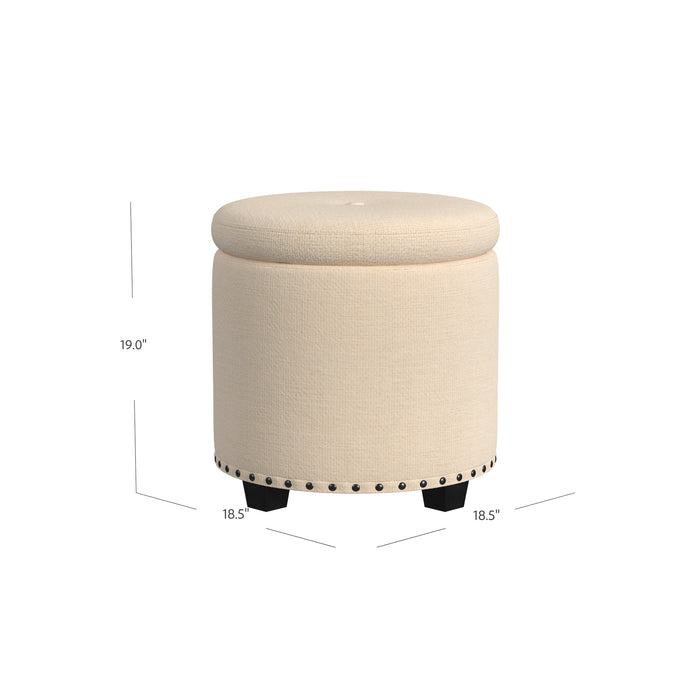 HomePop Storage Ottoman with Nailheads - Cream Woven