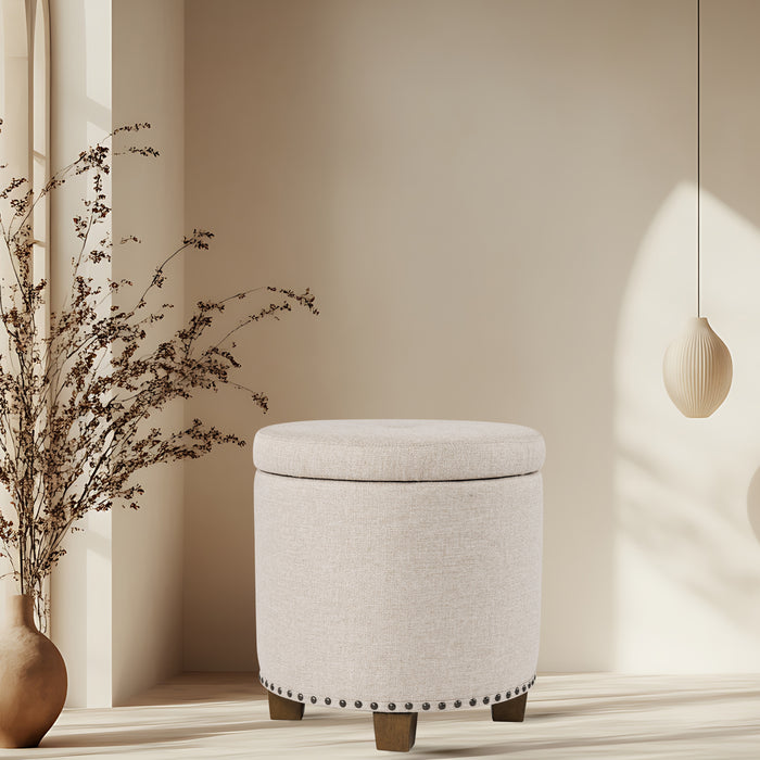 HomePop Luxury Small  Storage Ottoman - Gray Fabric