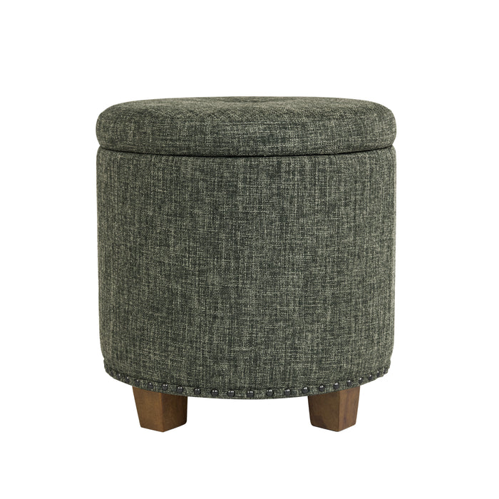 HomePop Luxury Small  Storage Ottoman - Green Clover Fabric