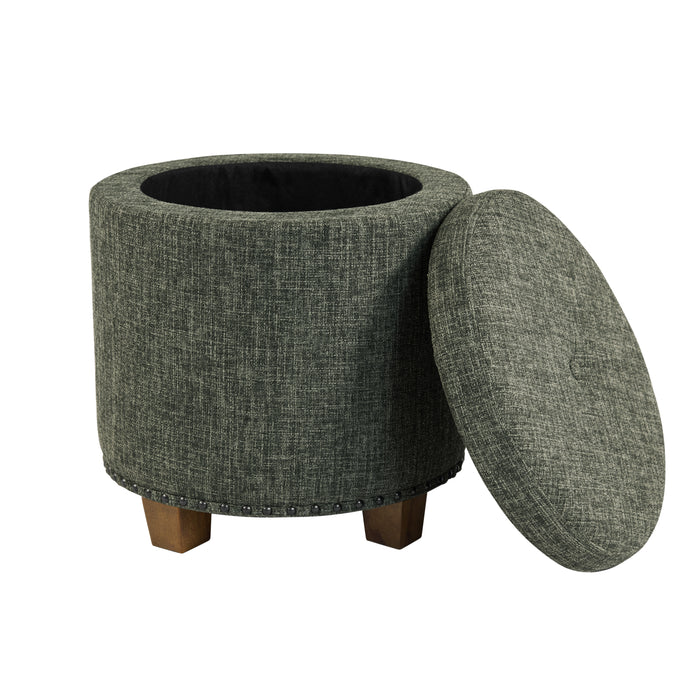 HomePop Luxury Small  Storage Ottoman - Green Clover Fabric