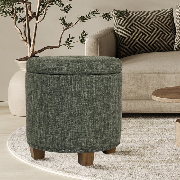 HomePop Luxury Small  Storage Ottoman - Green Clover Fabric