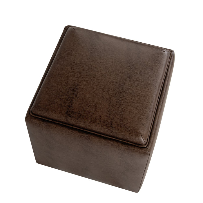 HomePop Lift-Off Lid Ottoman - Brown Faux Leather