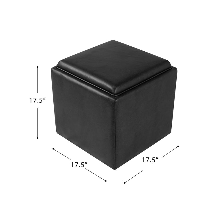 HomePop Lift-Off Lid Ottoman - Black Faux Leather