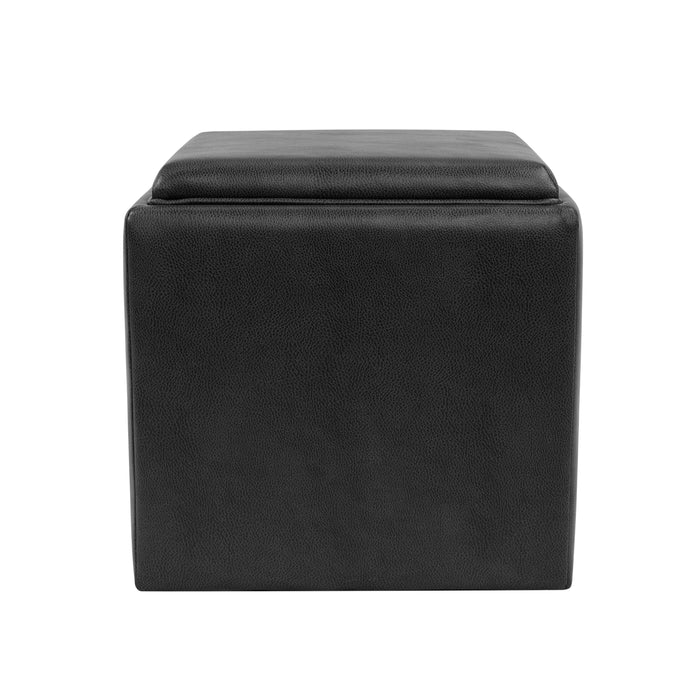 HomePop Lift-Off Lid Ottoman - Black Faux Leather
