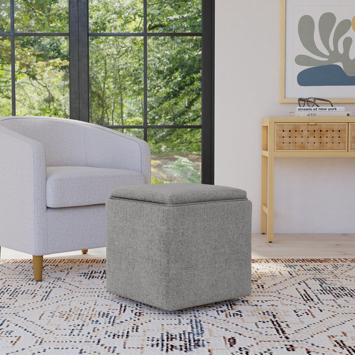 HomePop Storage Ottoman with Tray Top - Grey Woven