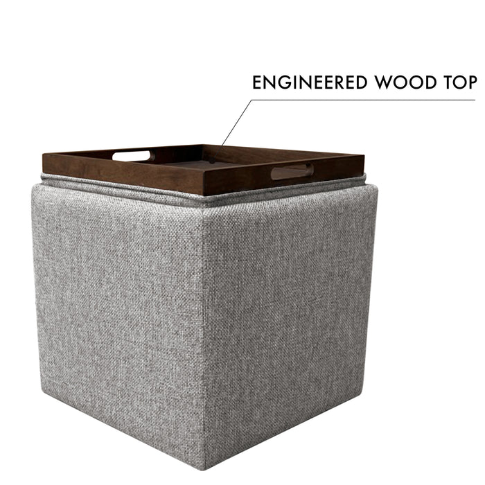 HomePop Storage Ottoman with Tray Top - Grey Woven