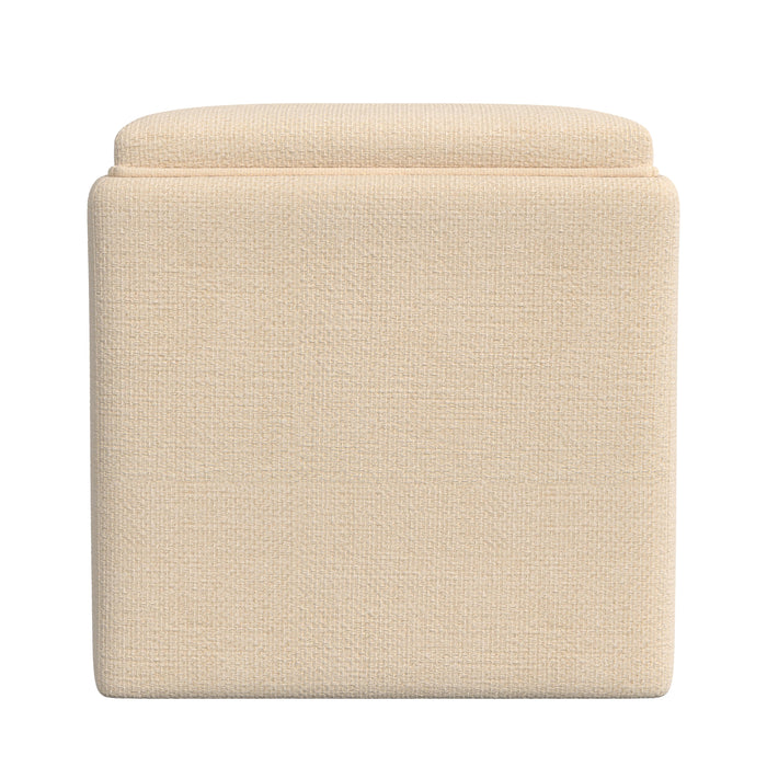 HomePop Storage Ottoman with Tray Top - Cream Woven