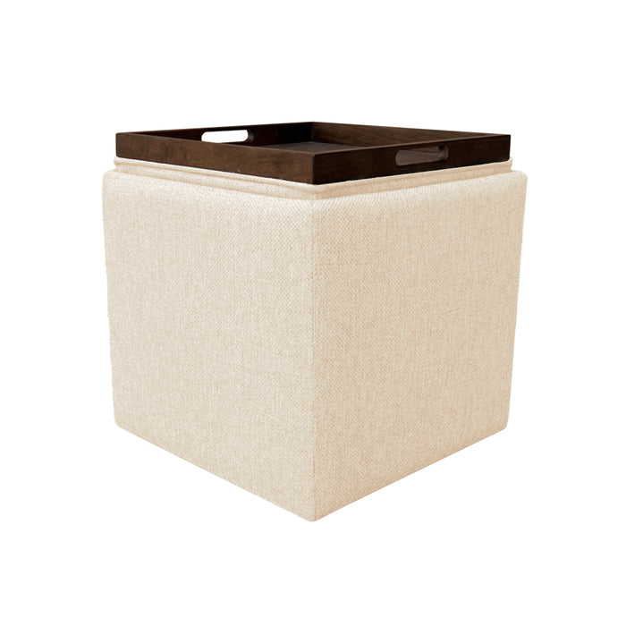 HomePop Storage Ottoman with Tray Top - Cream Woven