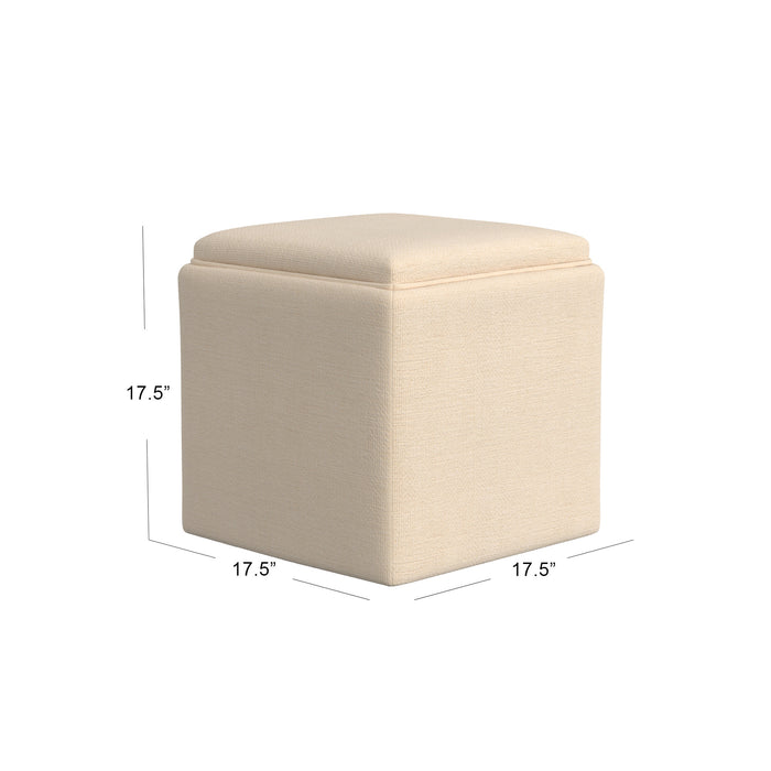 HomePop Storage Ottoman with Tray Top - Cream Woven