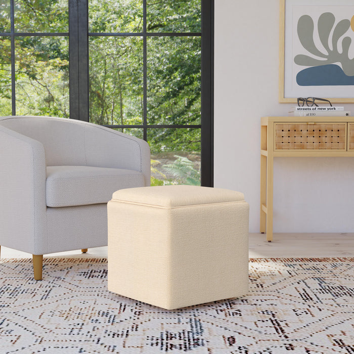 HomePop Storage Ottoman with Tray Top - Cream Woven