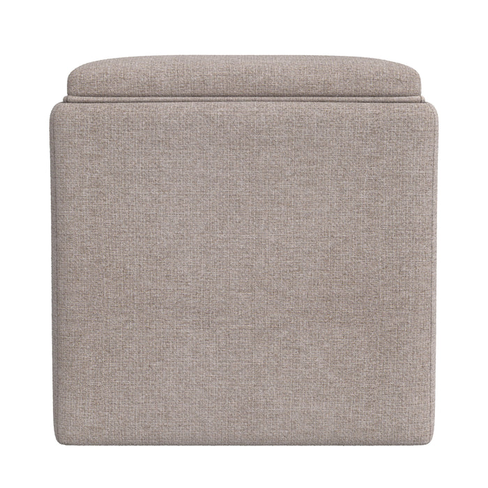 HomePop Storage Ottoman with Tray Top - Light Brown Woven