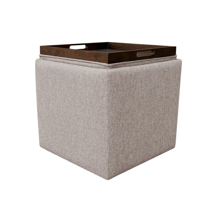 HomePop Storage Ottoman with Tray Top - Light Brown Woven