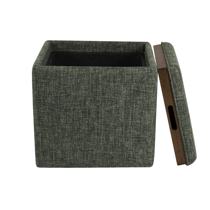 HomePop Lift-Off Lid Ottoman - Green Clover Fabric