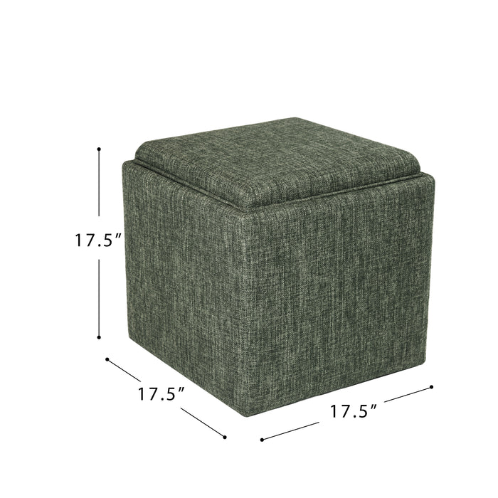 HomePop Lift-Off Lid Ottoman - Green Clover Fabric